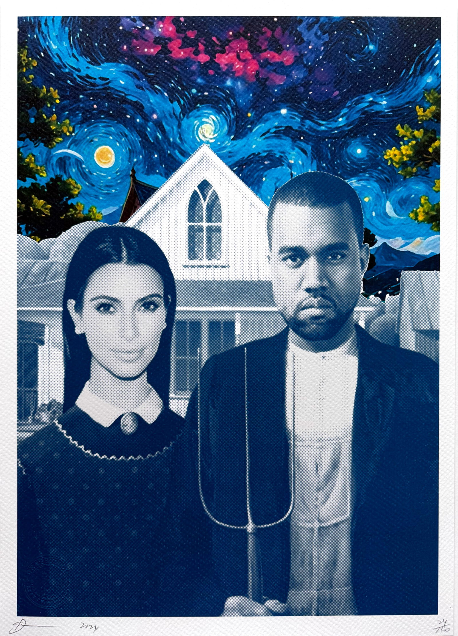 Death NYC Kim Kanye: Title:Death NYC Kim KanyeDate/Period:21st CenturyMaterials:Giclee on Fine art 300 gsm paperSize:17 3/4 x 12 1/2 inchesDescription:Artist: Death NYC, limited edition giclee on paper, out of eddition