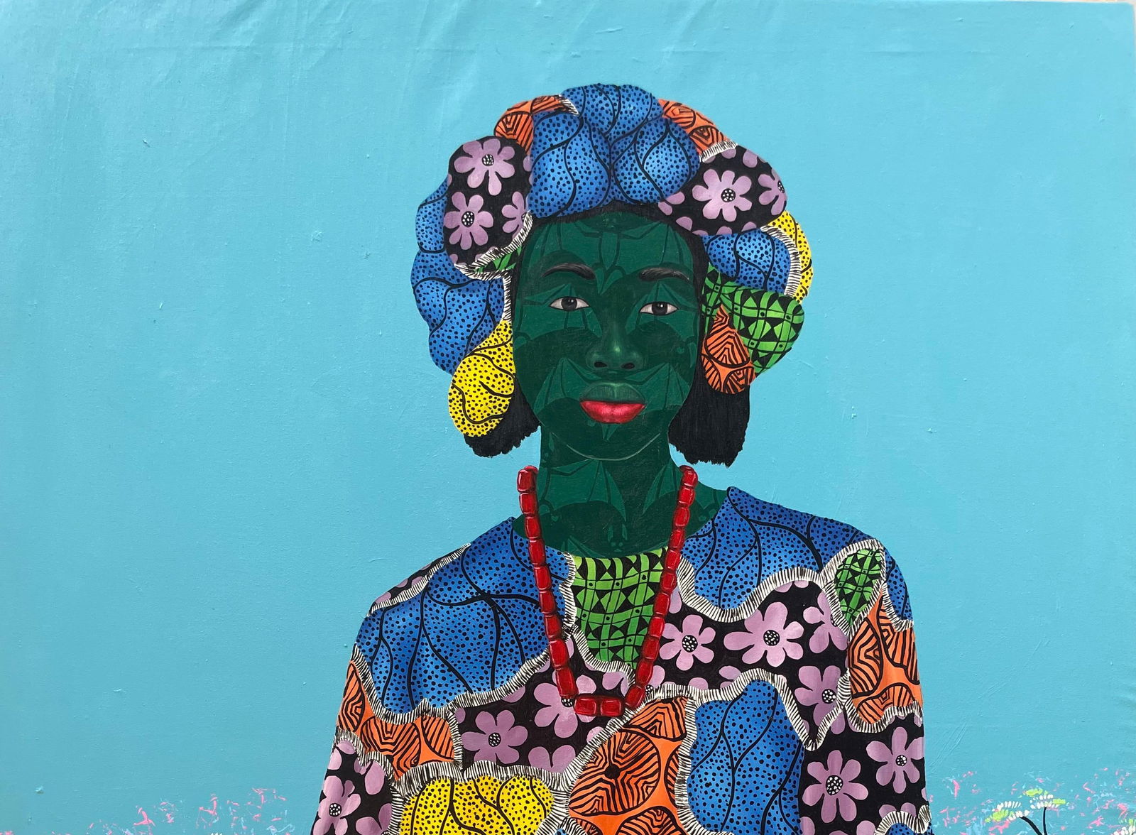 Oluwafemi Afolabi, Inner Nature 3 - 21st Century, Contemporary, Figurative, Women on African Fabric, - 2