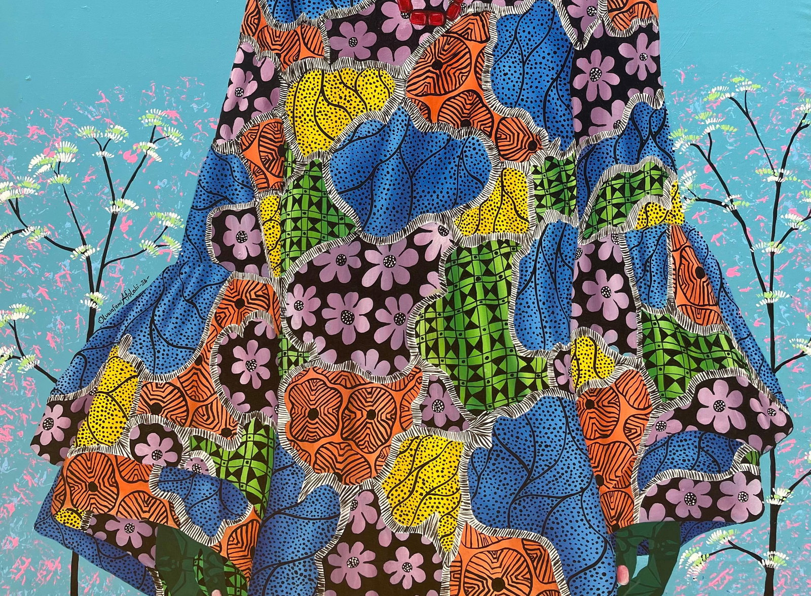 Oluwafemi Afolabi, Inner Nature 3 - 21st Century, Contemporary, Figurative, Women on African Fabric, - 3