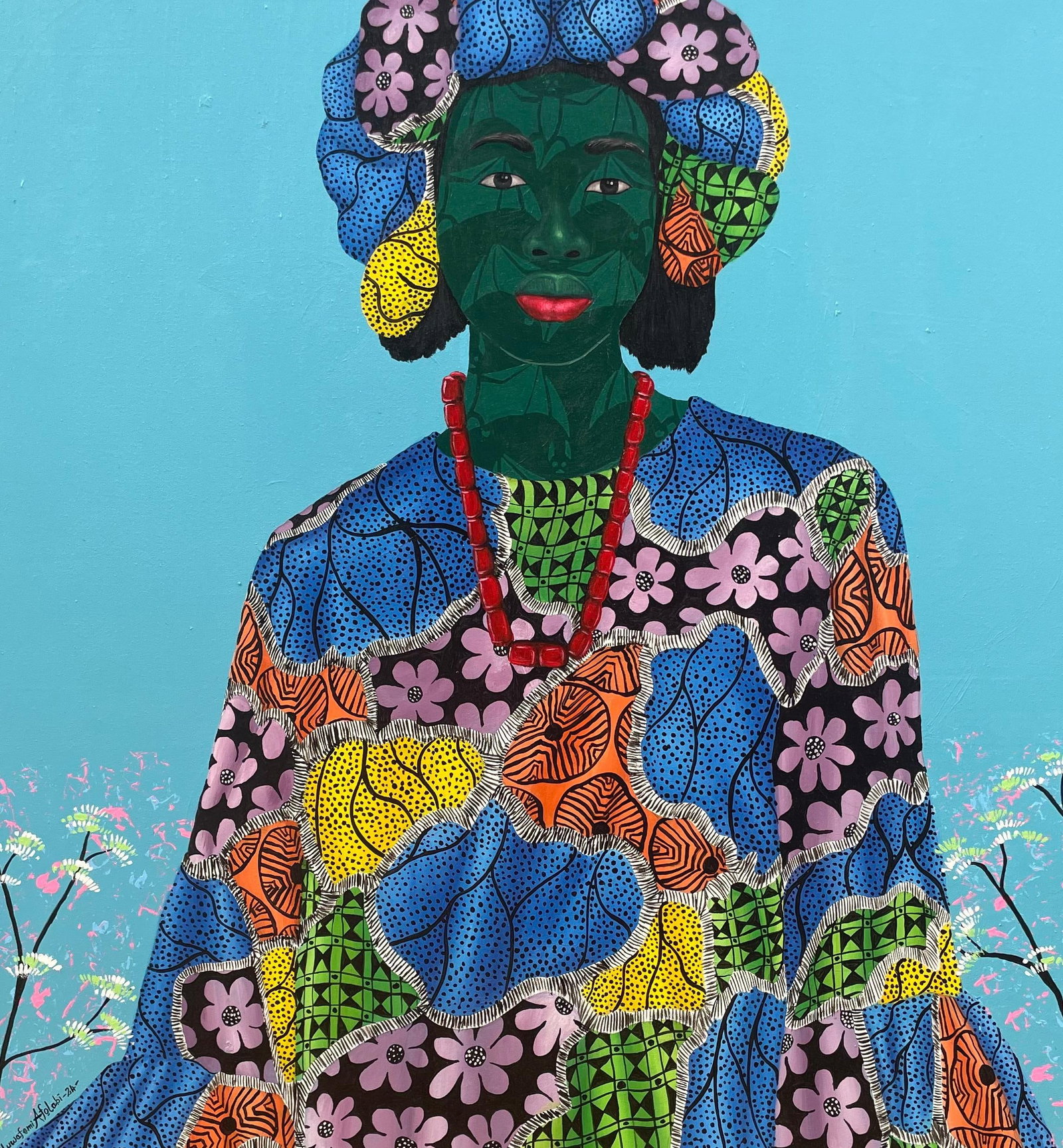 Oluwafemi Afolabi, Inner Nature 3 - 21st Century, Contemporary, Figurative, Women on African Fabric, - 4
