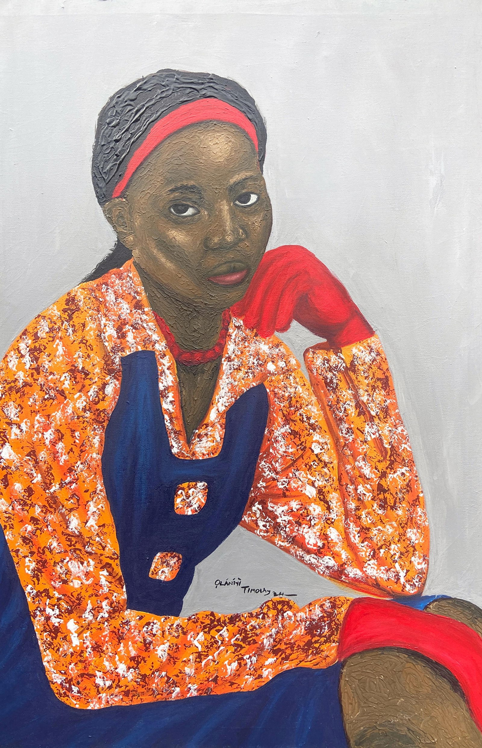 Olaniyi Timothy, While I Wait 1 - 21st Century, Contemporary, Figurative, Portrait, Women, Love, - 4