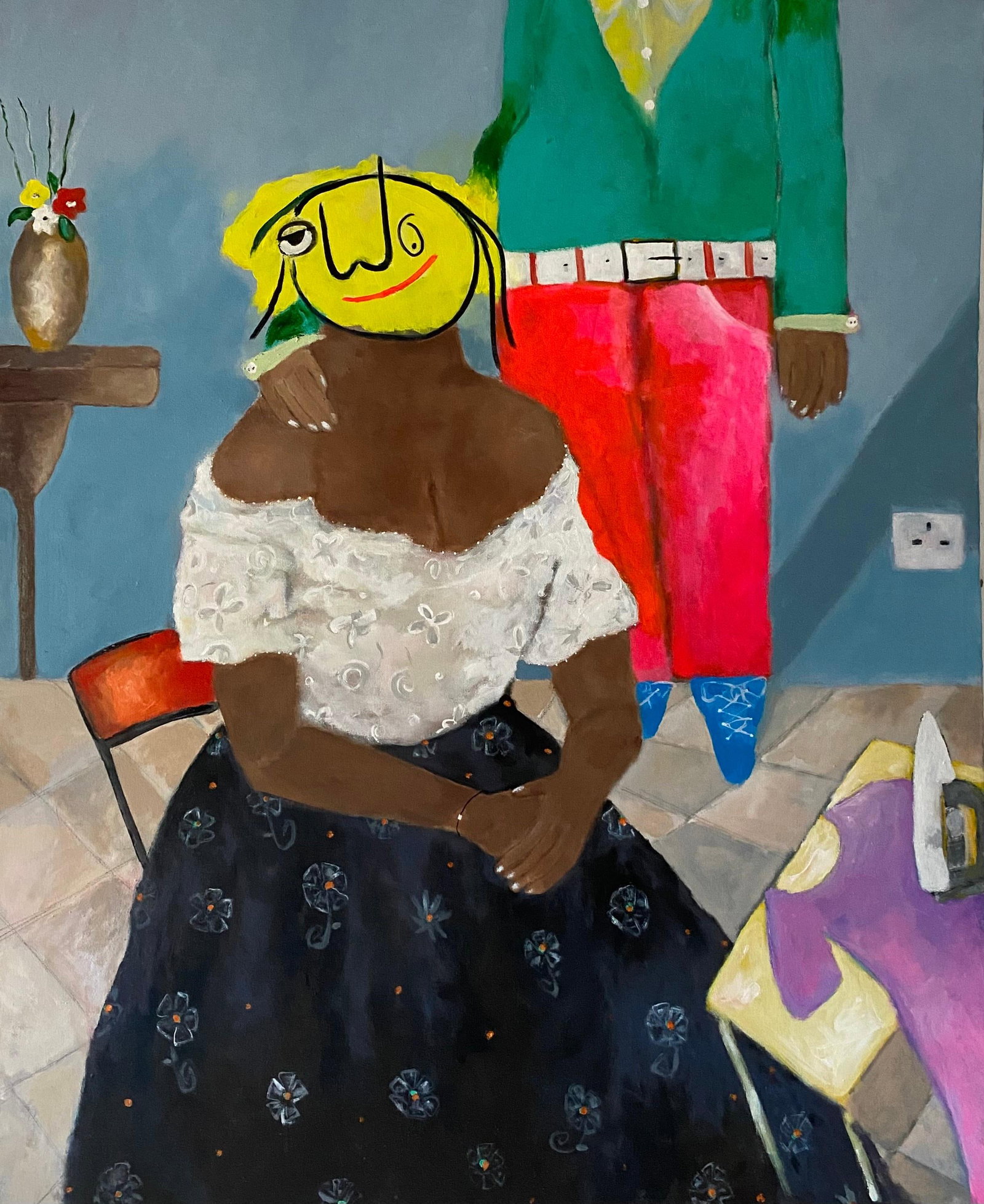 Wisdom Uche, Untitled V - 21st Century, Contemporary, Figurative, Neo-Expressionism, Love, 2024: Creator: Wisdom Uche (1990, Nigerian) Creation Year: 2024 Dimensions: Height: 52 in (132.08 cm)Width: 45 in (114.3 cm)Depth: 1 in (2.54 cm) Medium: Canvas,Acrylic Movement & Style: Contemporary