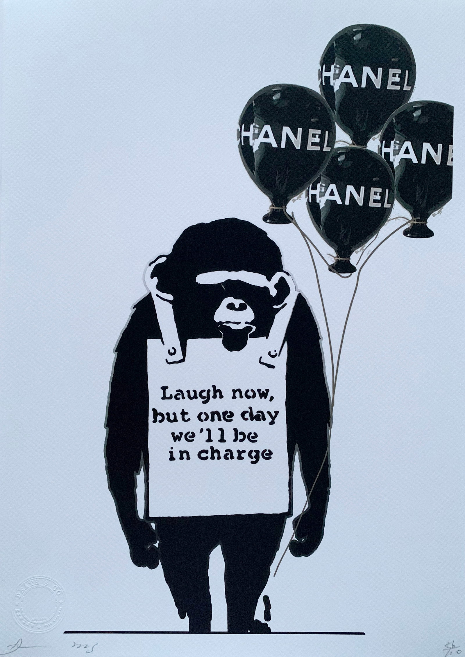 Death NYC Banksy Chanel: Title:Death NYC Banksy ChanelDate/Period:21st CenturyMaterials:Giclee on Fine art 300 gsm paperSize:17 3/4 x 12 1/2 inchesDescription:Artist: Death NYC, limited edition giclee on paper, out of