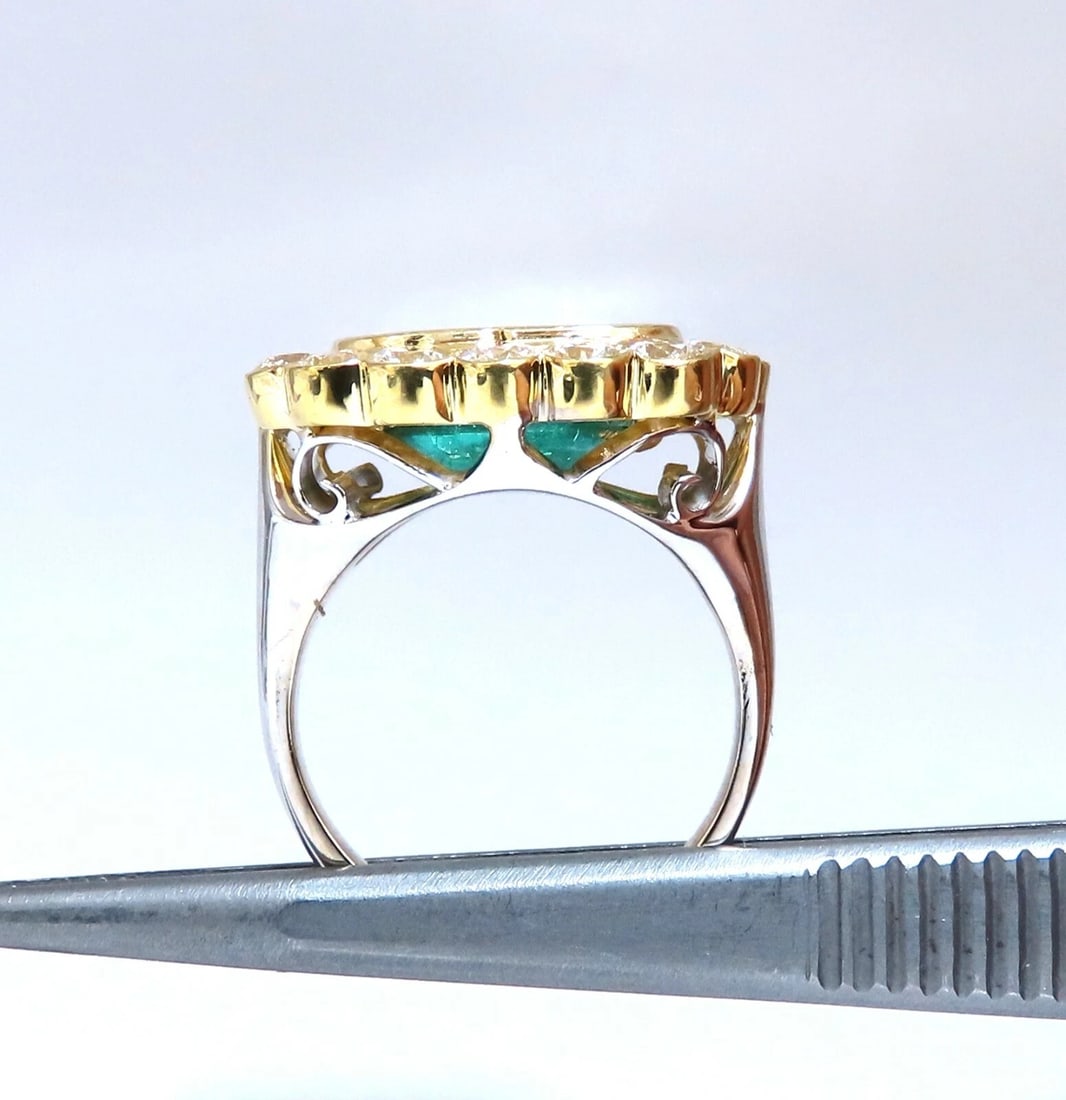 GIA Certified: 4.70ct Natural Emerald Diamonds Ring 18kt Cluster (F2) - 4