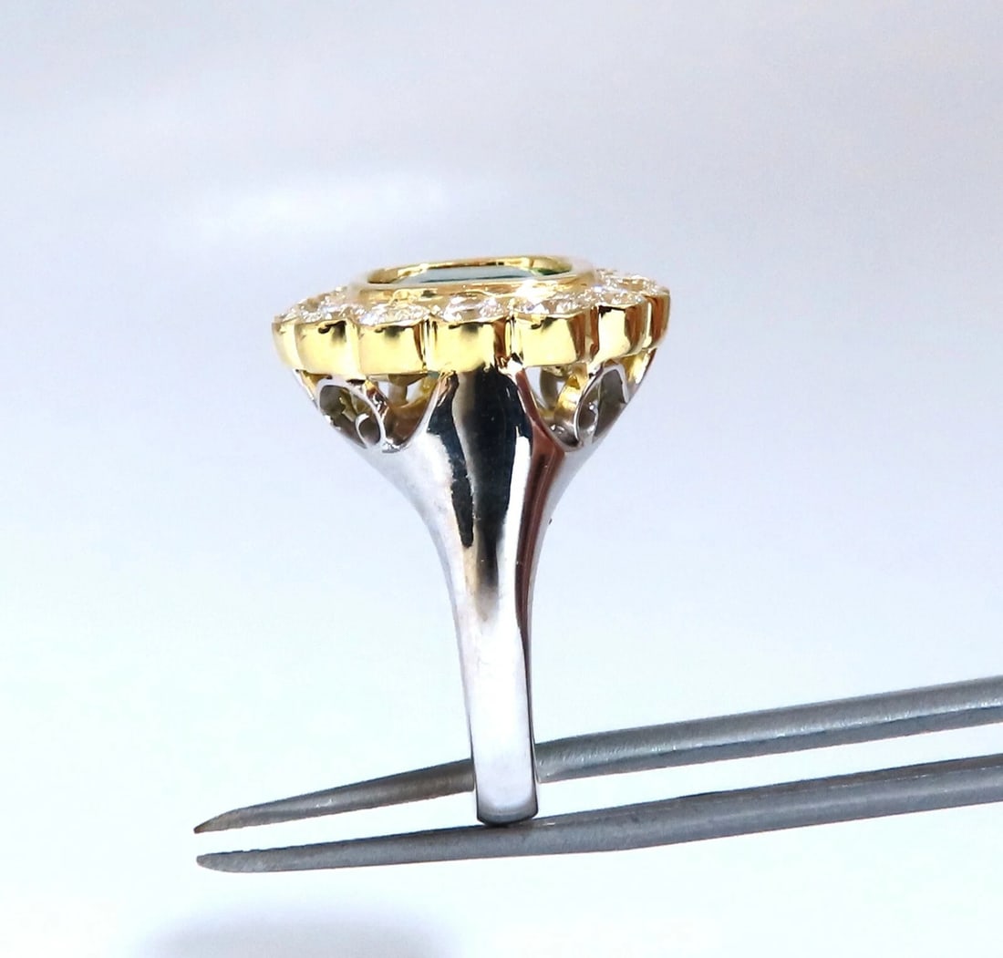 GIA Certified: 4.70ct Natural Emerald Diamonds Ring 18kt Cluster (F2) - 5