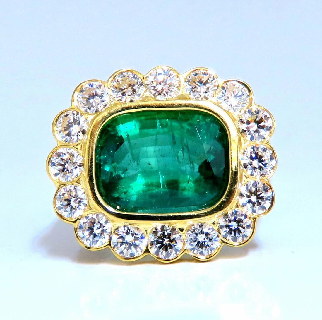 GIA Certified: 4.70ct Natural Emerald Diamonds Ring 18kt Cluster (F2) - 6