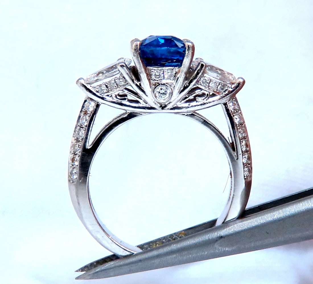 GIA Certified 2.13ct Sapphire Diamonds Ring Platinum - 6