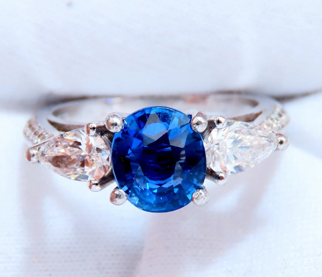 GIA Certified 2.13ct Sapphire Diamonds Ring Platinum - 7