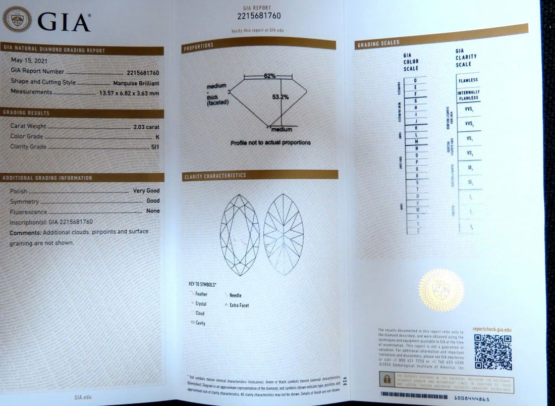 GIA Certified 2.03ct Natural Marquise Diamond Cluster Halo Ring 14kt - 7