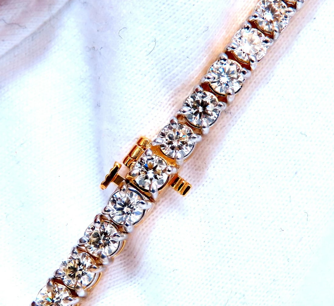 8.35ct Natural Round Brilliant Diamonds Tennis Bracelet 14kt** - 5