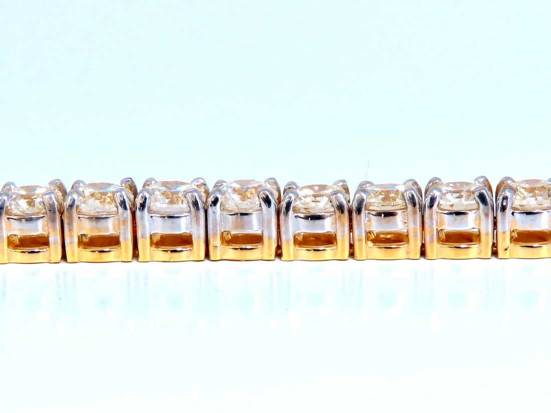 8.35ct Natural Round Brilliant Diamonds Tennis Bracelet 14kt** - 7