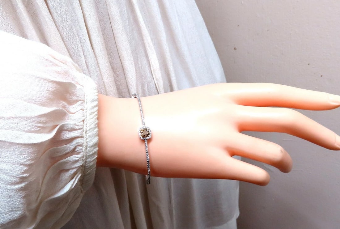 1.20ct Natural Fancy Color Diamonds Bangle Bracelet 14kt Gold Mod Deco Prime** - 8