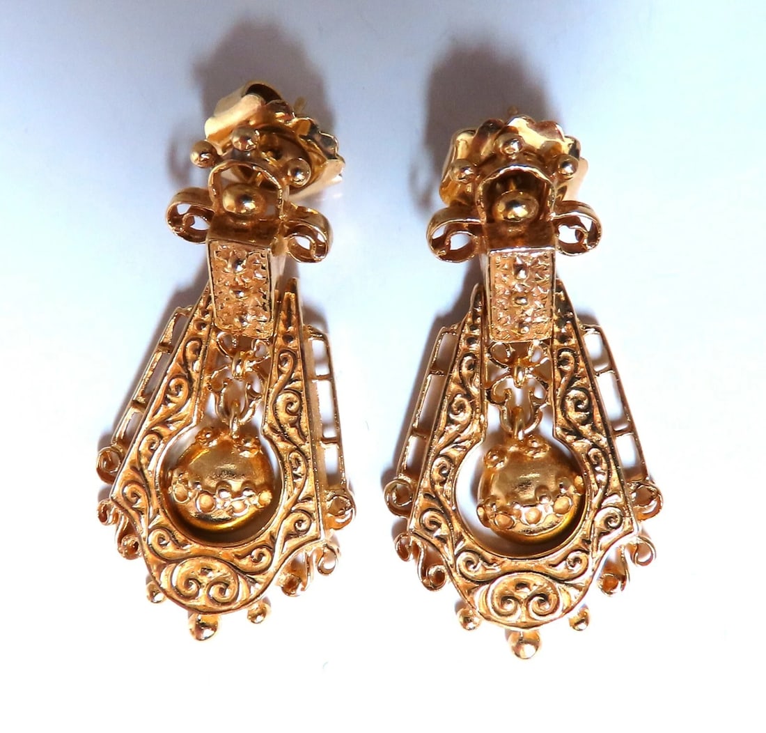 Gypsy Dangle Bohemian Deco Earrings 14kt Gold** - 2