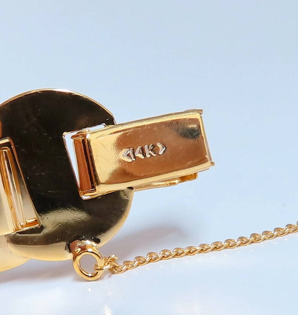 Vintage Circular Disc & Ray Link Bracelet 14kt Gold** - 8
