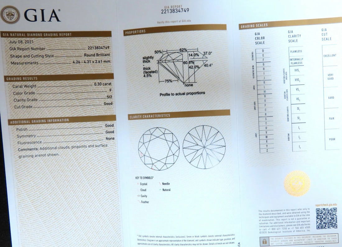 GIA certified .30ct Round Natural Diamond Ring 14kt Classic F/si2** - 6
