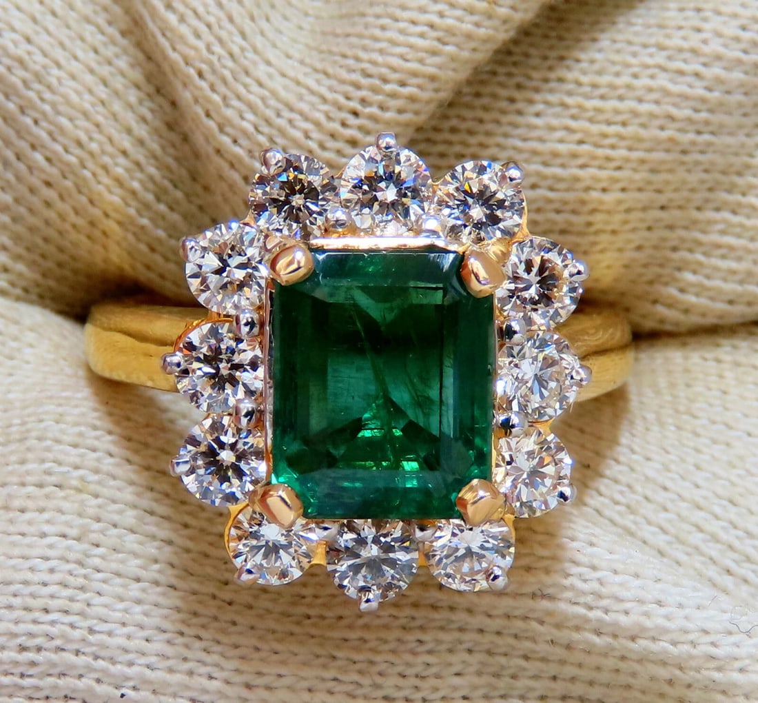 GIA Certified: 3.72ct Natural Emerald Diamonds Ring 14kt (F2) - 5