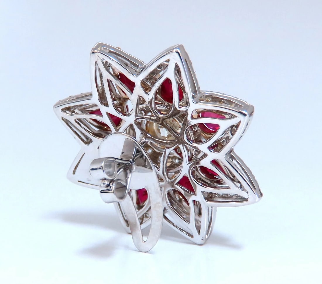 Magnificent 18.60ct GIA Certified Diamond Ruby Cluster Earrings 18kt** - 4