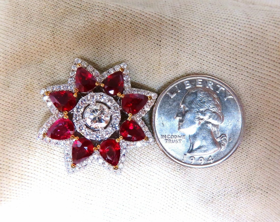 Magnificent 18.60ct GIA Certified Diamond Ruby Cluster Earrings 18kt** - 5