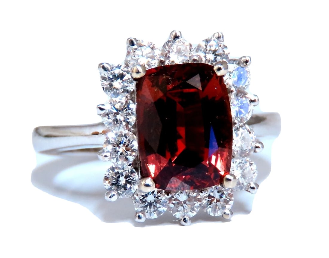 GIA Certified 3.38ct Natural Orange Sapphire Diamonds Ring 14kt No Heat - 2