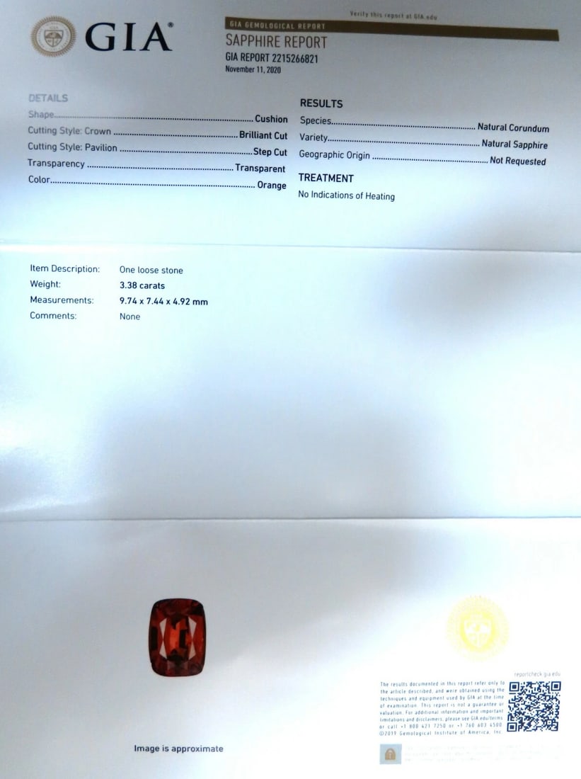 GIA Certified 3.38ct Natural Orange Sapphire Diamonds Ring 14kt No Heat - 7