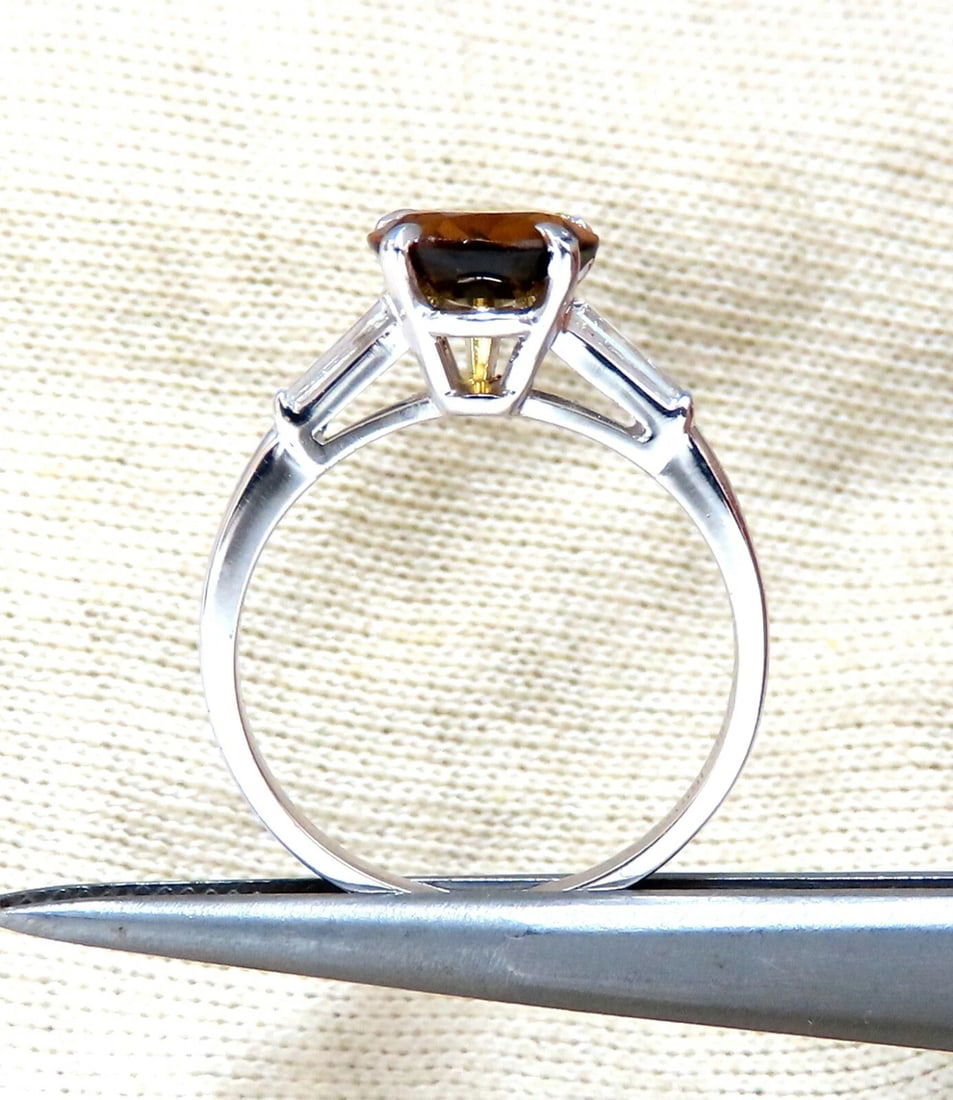 GIA Certified 2.36ct Natural Yellow Natural Sapphire Diamonds Ring Platinum - 6