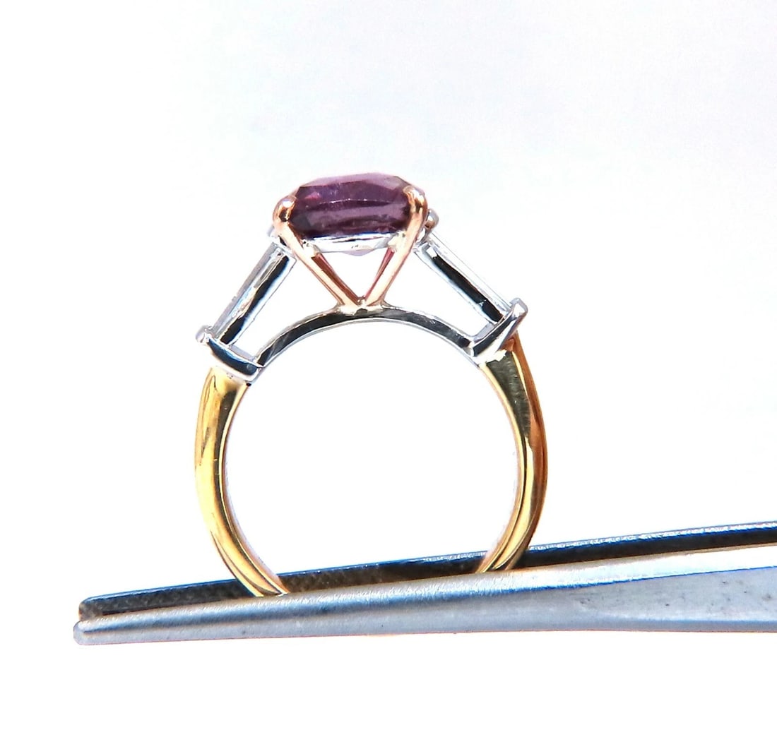GIA Certified 3ct Natural purple pink Sapphire Diamonds Ring 18kt plat - 3
