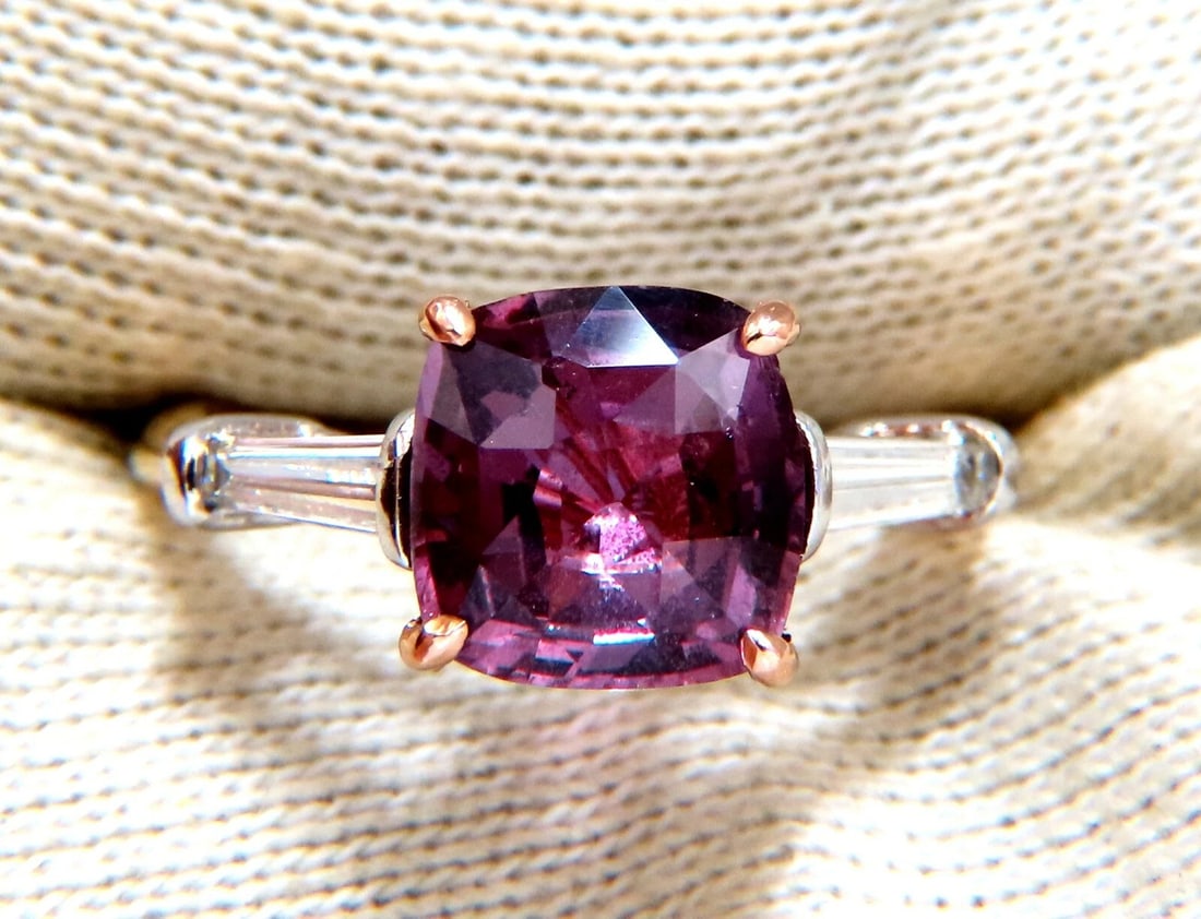 GIA Certified 3ct Natural purple pink Sapphire Diamonds Ring 18kt plat - 6