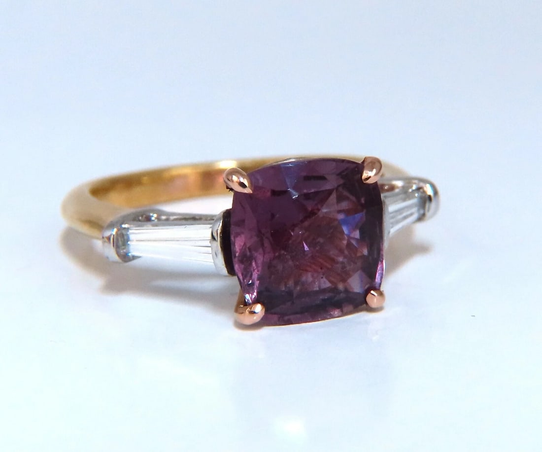 GIA Certified 3ct Natural purple pink Sapphire Diamonds Ring 18kt plat - 7
