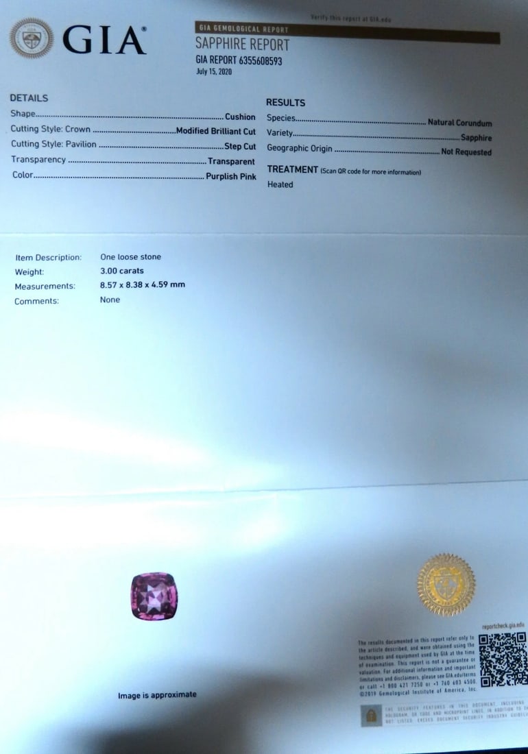 GIA Certified 3ct Natural purple pink Sapphire Diamonds Ring 18kt plat - 8