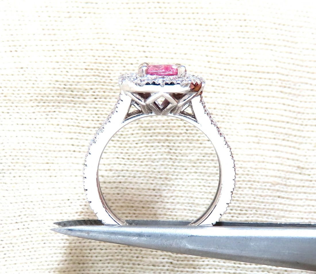 GIA Certified 1.41ct Natural Padparadscha Sapphire Diamonds Ring 14kt - 4