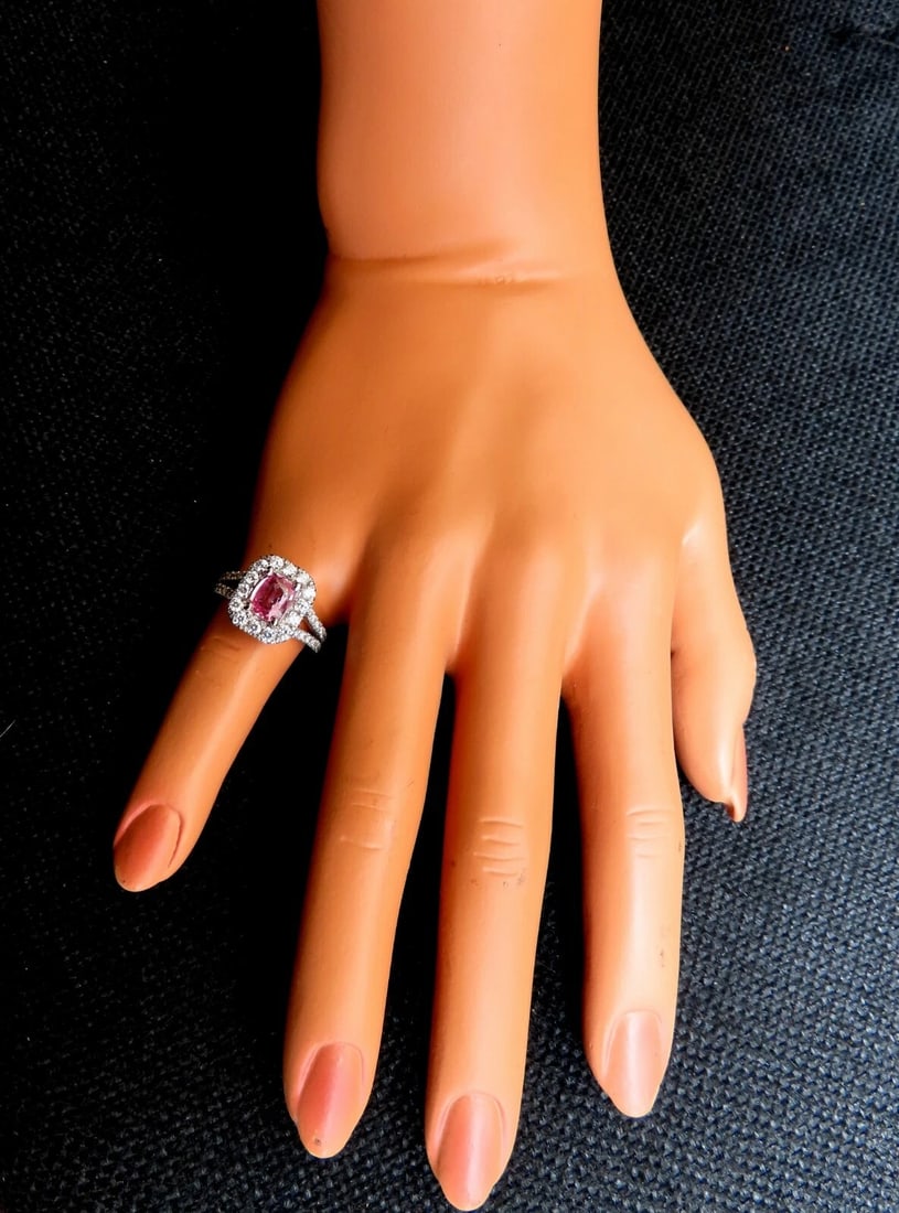 GIA Certified 1.41ct Natural Padparadscha Sapphire Diamonds Ring 14kt - 6