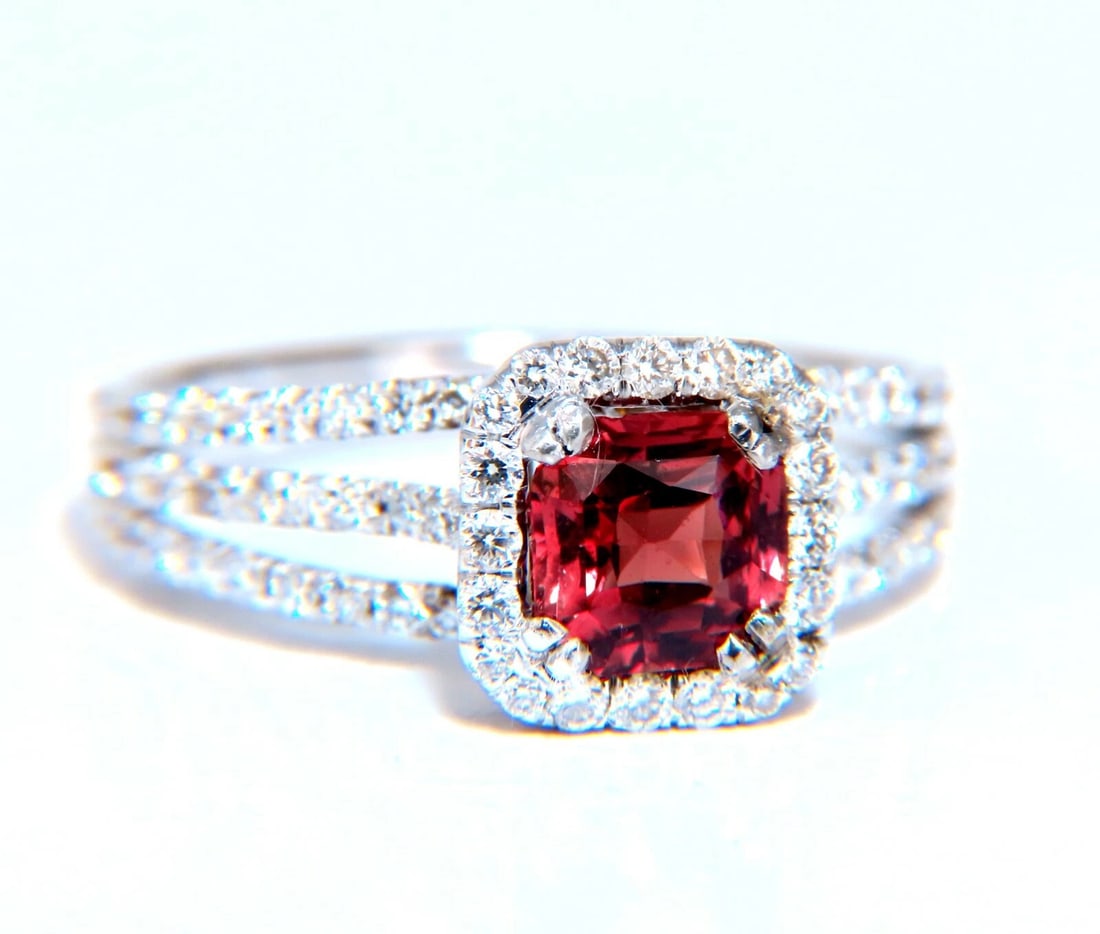 GIA Certified 1.21ct Natural Red Orange No Heat Sapphire Diamonds Ring 18kt - 2