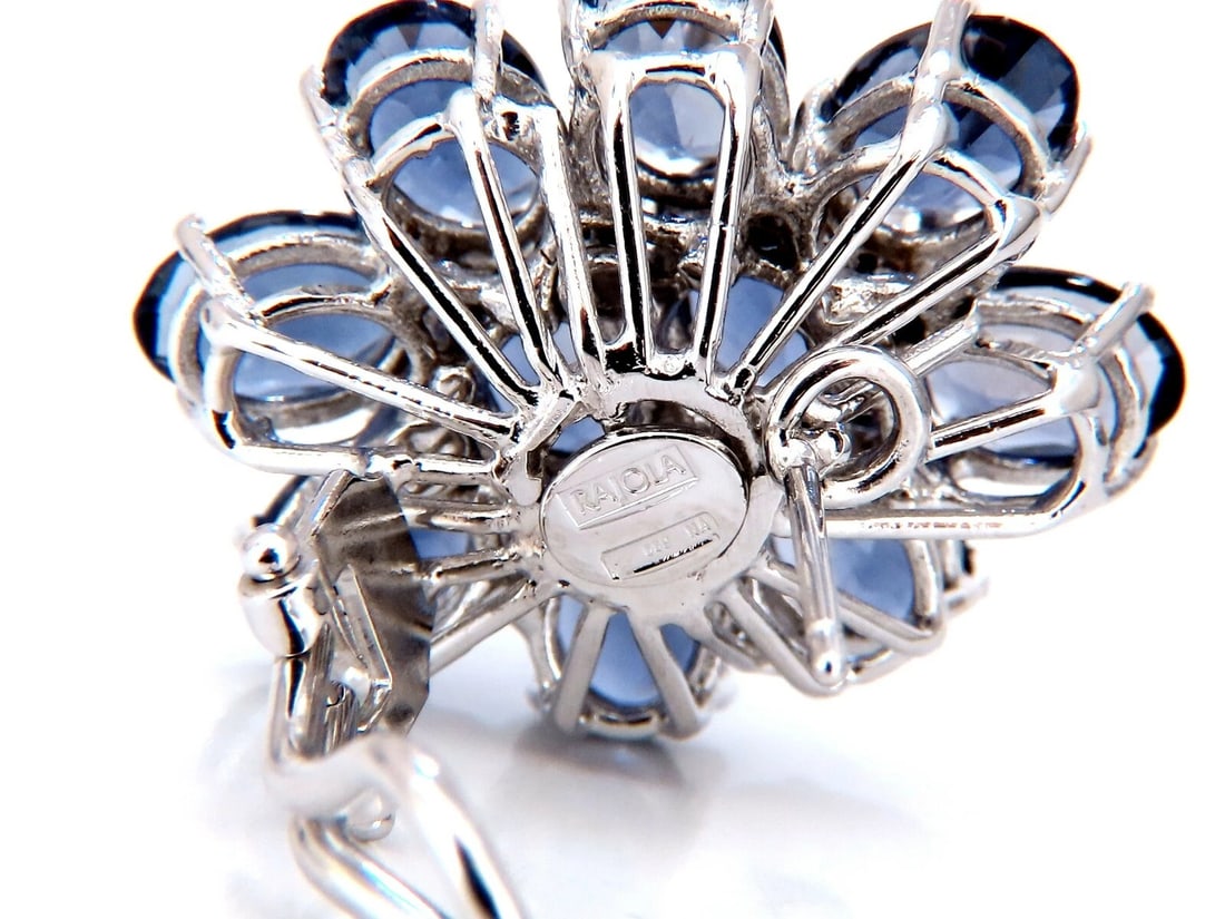 12ct natural oval purple iolite diamond clip earrings 18kt** - 4