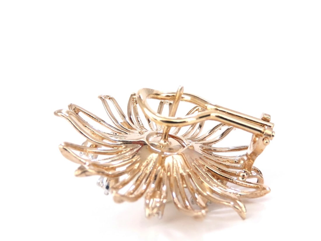 7.5mm South Seas Pearls 1ct Diamonds Sunburst Earrings 14kt Gold** - 3