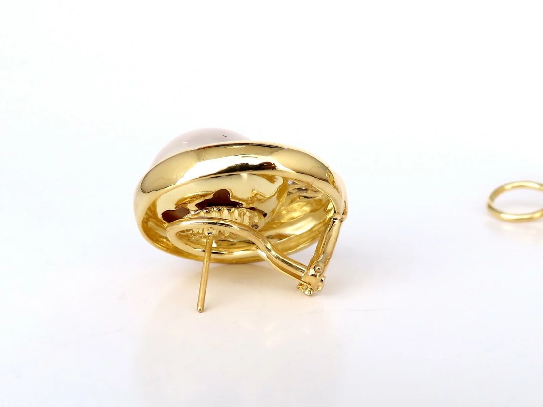 16.4mm Mabe Pearls .80ct Diamonds Clip Earrings 18kt Gold** - 3