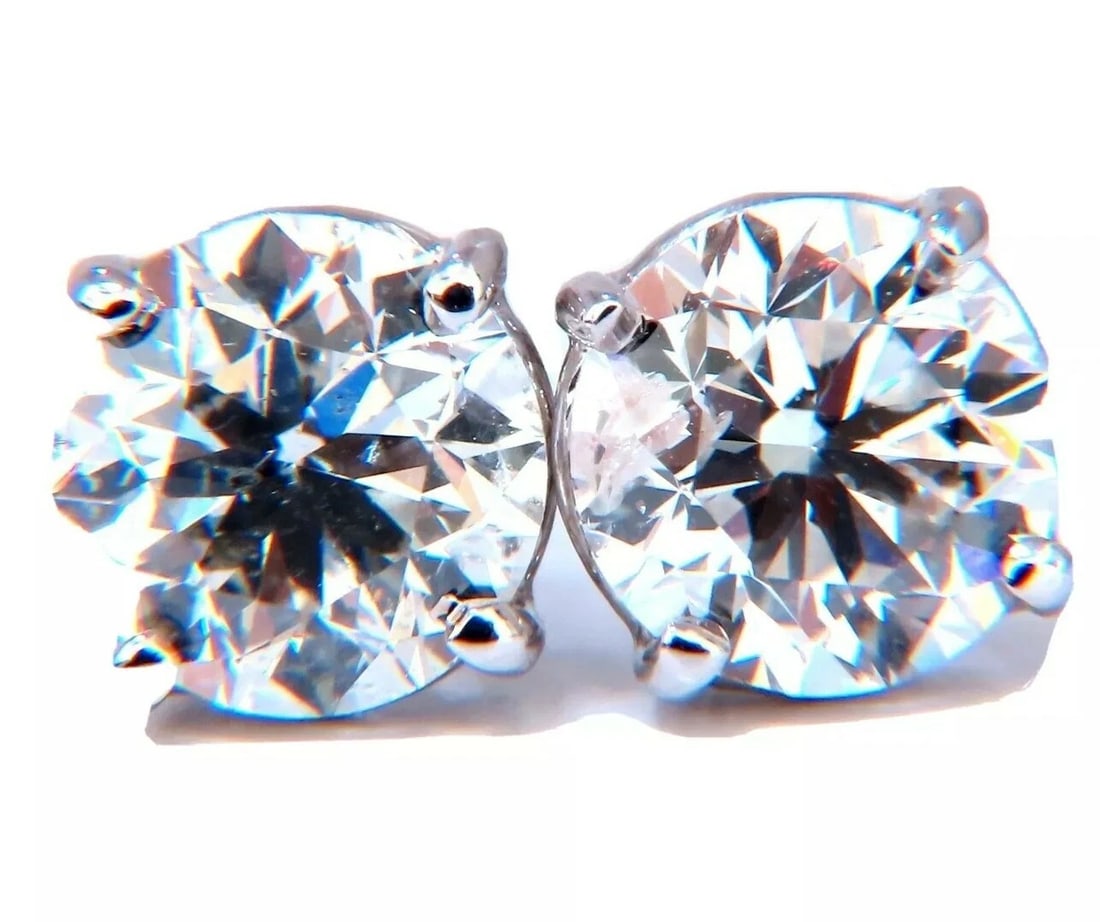 2.02ct Natural round brilliant diamond stud earrings 14 karat classic H/SI2** - 2