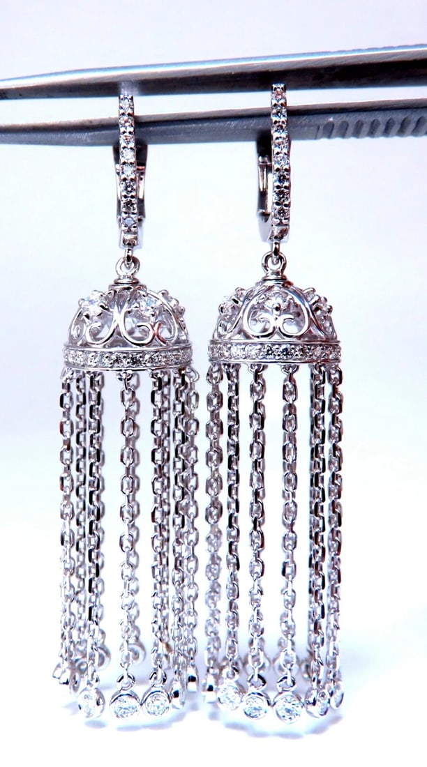 1.50ct natural diamonds umbrella cascading drop dangle earrings 14kt** - 8