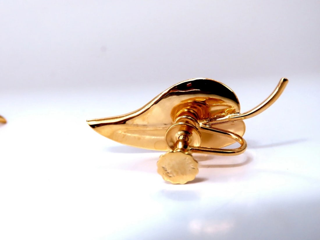 .36ct. natural round diamond 3d leaf pattern earrings 14kt non pierced** - 3