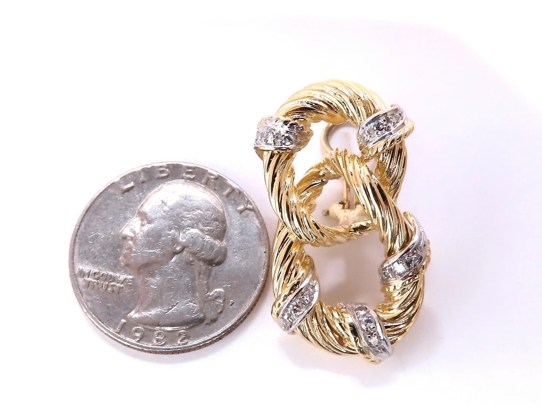 .50ct. natural round diamond loop link earrings 18kt clip** - 3