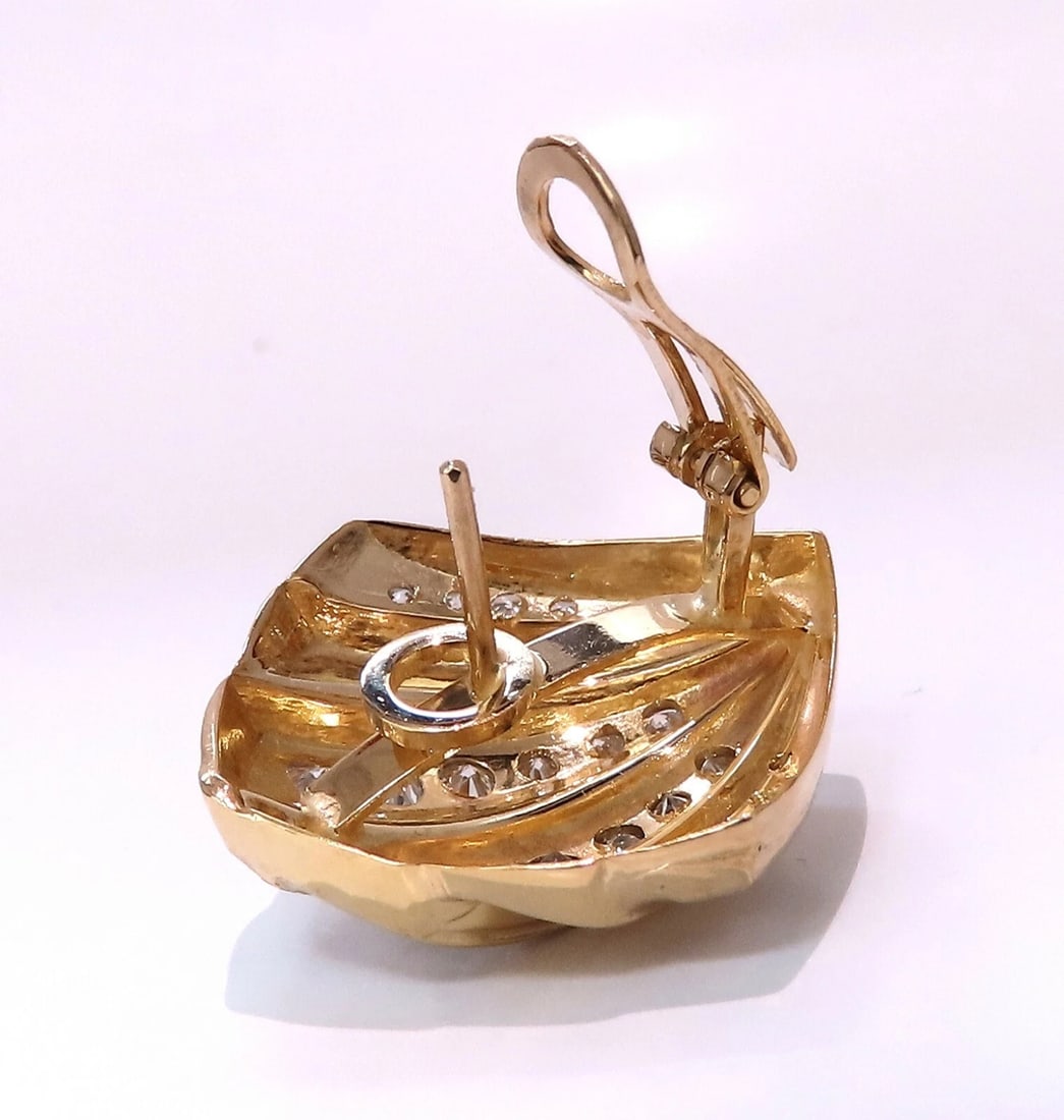 2ct. natural round diamond shell crest clip earrings 14kt gold** - 4