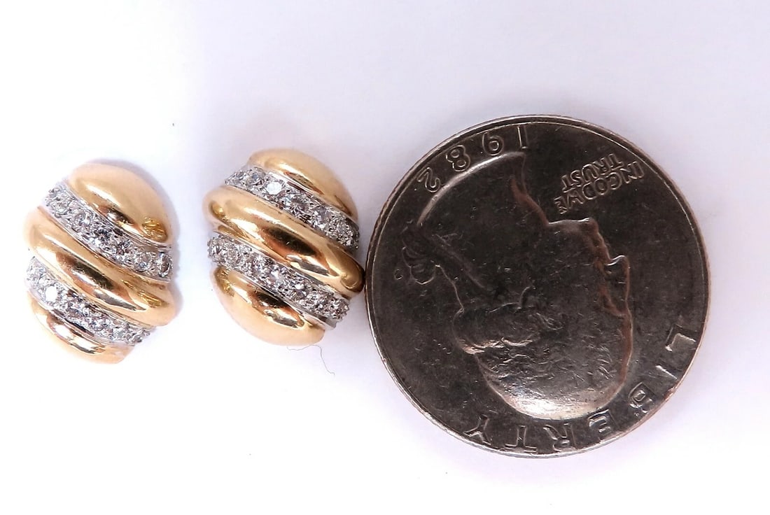 1.48ct. natural round diamond dome wave earrings 18kt platinum** - 4