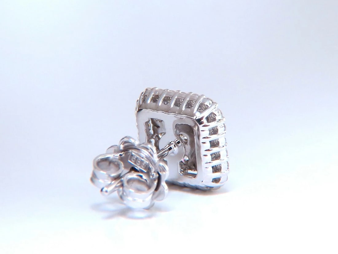 1.01ct. natural round diamond square cluster earrings 14 karat Halo** - 4