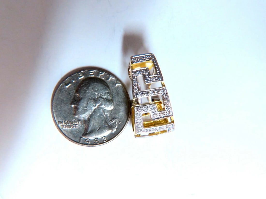 18kt Endless Greek Symbolic Bead set 1.20ct diamonds clip earrings** - 6