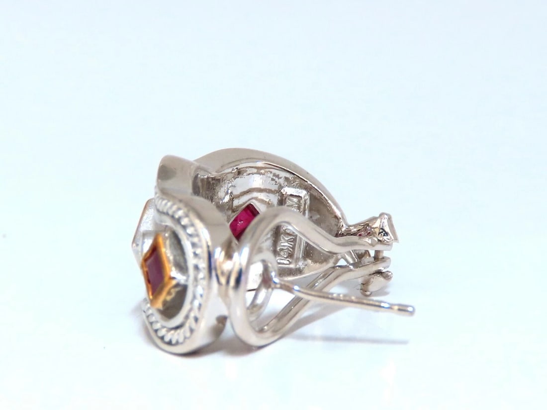 1.10ct. natural Ruby diamonds designer clip earrings 14kt gold IJM** - 6