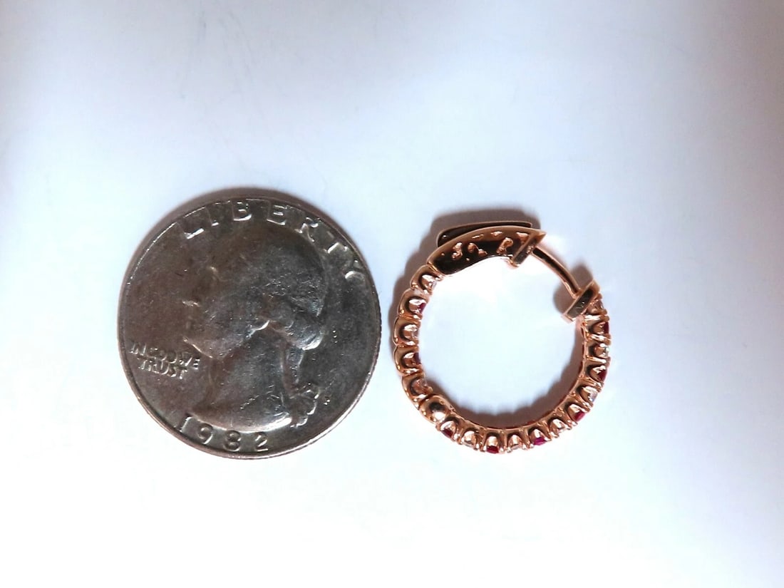 1.10ct. natural Ruby diamonds designer clip earrings 14kt gold IJM** - 9