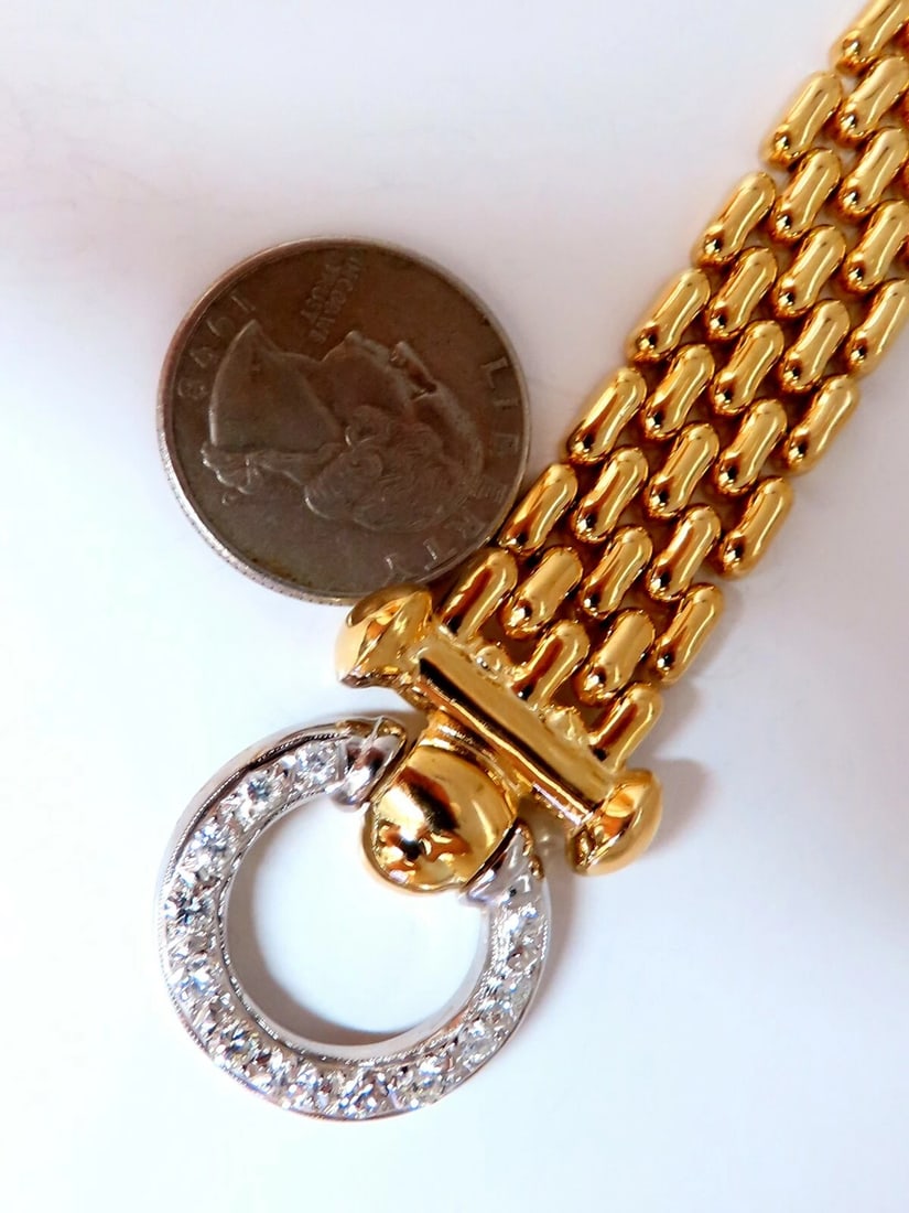 .70ct Natural Round Diamonds Circle Toggle deco Bracelet 14kt Panther** - 6