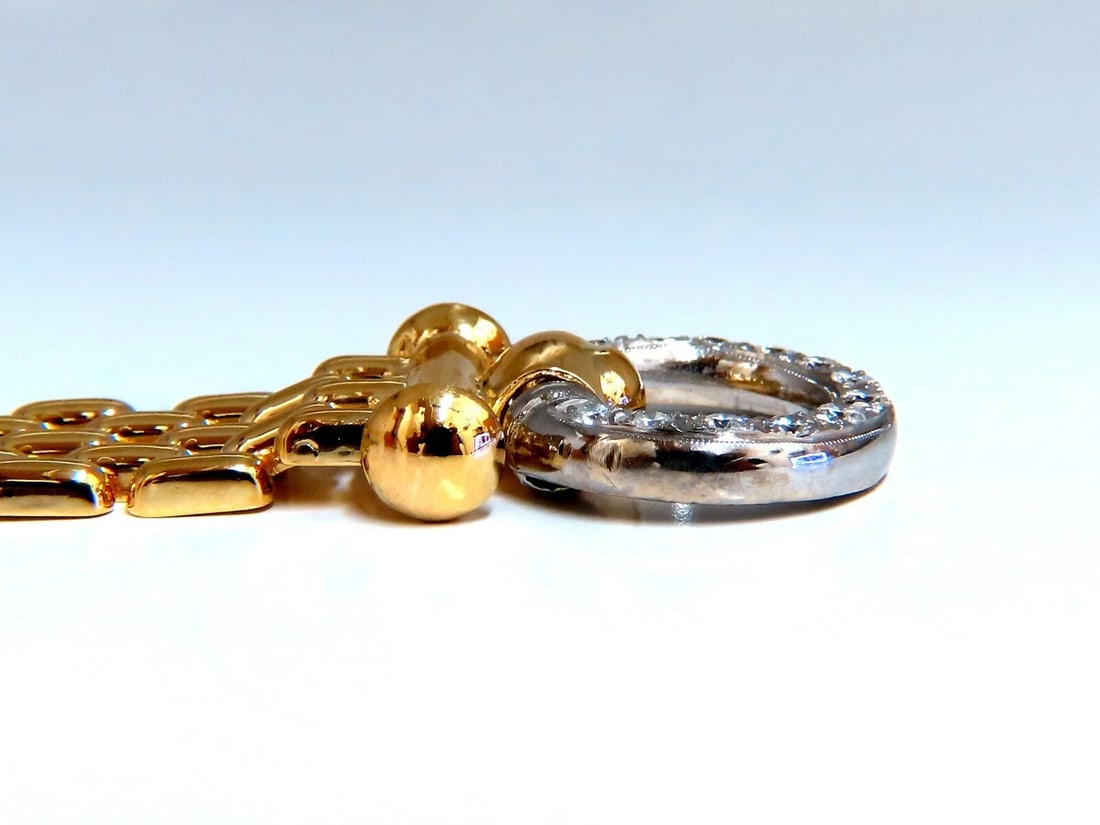 .70ct Natural Round Diamonds Circle Toggle deco Bracelet 14kt Panther** - 8