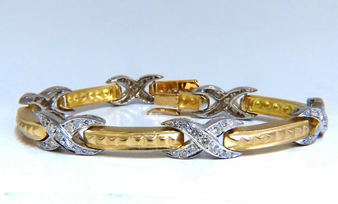1.54ct natural round diamonds x bracelet 14 karat gold two-tone 7.5** (1 of 9)
