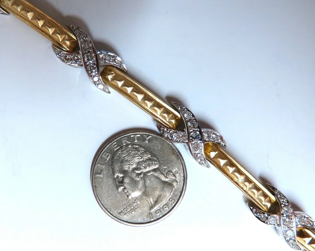 1.54ct natural round diamonds x bracelet 14 karat gold two-tone 7.5** - 4