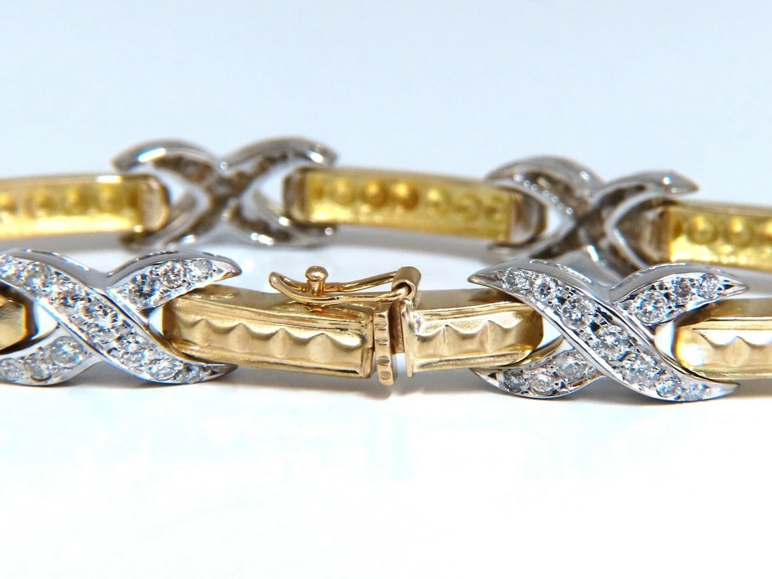 1.54ct natural round diamonds x bracelet 14 karat gold two-tone 7.5** - 9